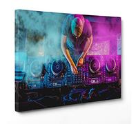 ConKrea QUADRO SU TELA CANVAS - INTELAIATO - PRONTO DA APPENDERE - Deejay DJ - Piatti discoteca - 30x40cm - Senza Cornice - (cod.2204)