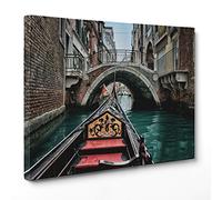 ConKrea Quadro su Tela Canvas - INTELAIATO - Pronto da Appendere - Gondola Venezia - 70x100cm - Senza Cornice - (cod.3389)