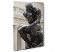 ConKrea Quadro su Tela Canvas - INTELAIATO - Pronto da Appendere - Il Pensatore di Rodin - Statua - 50x70cm - Senza Cornice - (cod.1303)