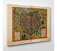 ConKrea Quadro su Tela Canvas - INTELAIATO - Pronto da Appendere - Mappa Antica - Milano Medioevo Medioevale - Mediolanum - 70x100cm - Senza Cornice - (cod.307)