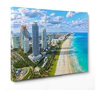 ConKrea Quadro su Tela Canvas - INTELAIATO - Pronto da Appendere - Miami Beach - USA America Florida - 30x40cm - Senza Cornice - (cod.1674)