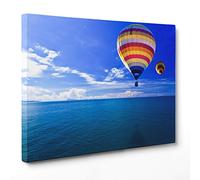 ConKrea Quadro su Tela Canvas - INTELAIATO - Pronto da Appendere - Mongolfiere sul Mare - 50x70cm - Senza Cornice - (cod.2123)