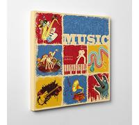 ConKrea Quadro su Tela Canvas - INTELAIATO - Pronto da Appendere - Musica Arte - Deejay Set - Pop Jazz Rock Blues - Graphic Design - 50x50cm - Senza Cornice - (cod.236)