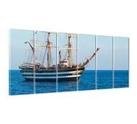 ConKrea Quadro su Tela Canvas - INTELAIATO - Pronto da Appendere - Nave Battello Amerigo Vespucci - Mare Pirati Oceano - 190x70cm (cod.3304)