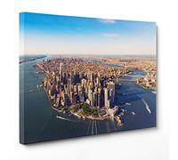 ConKrea QUADRO SU TELA CANVAS - INTELAIATO - PRONTO DA APPENDERE - New York City Brooklyn Ponte - Manhattan - USA America NY Fiume Hudson - 100x152cm - Senza Cornice - (cod.1684)