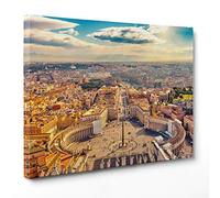 ConKrea QUADRO SU TELA CANVAS - INTELAIATO - PRONTO DA APPENDERE - Piazza San Pietro in Vaticano - Roma - 30x40cm - Senza Cornice - (cod.2895)