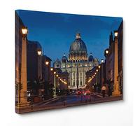 ConKrea QUADRO SU TELA CANVAS - INTELAIATO - PRONTO DA APPENDERE - Piazza San Pietro - Roma - Vaticano - Papa - 50x70cm - Senza Cornice - (cod.1428)