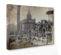 ConKrea QUADRO SU TELA CANVAS - INTELAIATO - PRONTO DA APPENDERE - Roma Fori Imperiali - Vaticano - Basilica di San Pietro - Rovine - 70x100cm - Senza Cornice - (cod.1297)