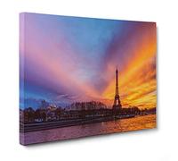 ConKrea Quadro su Tela Canvas - INTELAIATO - Pronto da Appendere - Torre Eiffel - Parigi Francia Architettura - 50x70cm - Senza Cornice - (cod.6389)