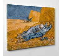 ConKrea Quadro su Tela Canvas - INTELAIATO - Pronto da Appendere - Van Gogh - Mezzogiorno - Riposo dal Lavoro- 50x70cm - Senza Cornice - (cod.266)