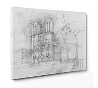 ConKrea QUADRO SU TELA CANVAS - INTELAIATO - PRONTO DA APPENDERE - Van Gogh Notre Dame Disegno - Parigi - Francia - 30x40cm - Senza Cornice - (cod.3375)