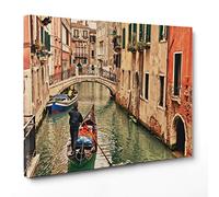 ConKrea QUADRO SU TELA CANVAS - INTELAIATO - PRONTO DA APPENDERE - Venezia - Canal Grande - Piazza san Marco - Gondola Gondoliere - 100x152cm - Senza Cornice - (cod.2771)
