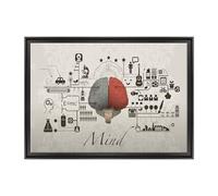 ConKrea - Quadro su Tela - INTELAIATO - Pronto da Appendere - Arte Astratta - Funzioni del Cervello Design La Mente - The Mind - Medicina - 70x100cm - Stile Contemporaneo Nero - (cod.010)