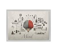 ConKrea - Quadro su Tela - INTELAIATO - Pronto da Appendere - Arte Astratta - Funzioni del Cervello Design La Mente - The Mind - Medicina - 70x100cm - Stile Contemporaneo Bianco - (cod.010)