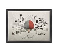 ConKrea - Quadro su Tela - INTELAIATO - Pronto da Appendere - Arte Astratta - Funzioni del Cervello Design La Mente - The Mind - Medicina - 50x70cm - Stile Contemporaneo Nero - (cod.010)