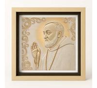 ConKrea - Stampa Religiosa Padre Pio San Pio da Pietrelcina 1 con Cornice Artigianale 50x50 cm | Icona Religiosa da Parete Incorniciata | Quadro Sacro per Casa o Regalo