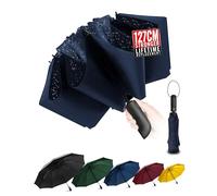 Conlun Ombrello pieghevole antivento pioggia compatto anti-tempesta - automatico blu per uomo, rivestimento in Tessuto 210T, ombrello inverso da 127 cm, grande 10 ossa Regali di Natale