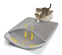 Conlun Tappetino per Lettiera, 60x46 cm Upgrade con Strato Posteriore Super Impermeabile, Tappetino per Vaschetta, Antiscivolo, Resistente, Morbido per le Zampe, Tappetino Cattura Grigià