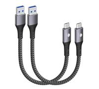 CONMDEX Cavo tipo C corto 10 Gbps (2 pezzi, 50cm/0,5 m), USB 3.1 Gen 2 Android Auto USB C Cavo 3,1 A Ricarica Rapida per Samsung Galaxy S23/S22/S21 Note 20, LG V30, Google Pixel 7A, Moto G Z2 Grigio
