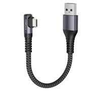 CONMDEX Cavo USB a USB C Corto Angolare USB3.1 Gen2 20CM 10Gbit/s Cavo Dati Tipo C Android Auto 3.1A QC3.0 da C a C Ricarica Rapida per iPhone 17/16 Pro max Samsung Note20 Galaxy S25/S24/S23 Pixel10/9