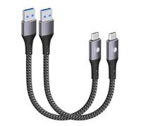 CONMDEX Cavo USB C 15cm 2Pack 10Gbps Dati USB3.1 Gen2 Tipo C Cavo Android Auto QC3.0 3.1A USB da A a C Caricatore rapido per Samsung Note20 Galaxy S23/S22/S21 Z Flip5 TabS9 Pixel8 OnePlus11-Grigio