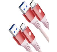 CONMDEX Cavo USB C 1M 2Pack 10Gbps Dati USB3.1 Gen2 Tipo C Cavo Android Auto QC3.0 3.1A USB da A a C Caricatore rapido per Samsung Note20 Galaxy S23/S22/S21 Z Flip5 TabS9 Pixel8 OnePlus11-Rosso