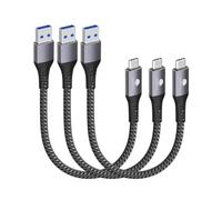 CONMDEX Cavo USB C corto, 20 cm/0,2 m, 10 Gbps USB3.1 Gen2, cavo dati tipo C, Android Auto QC3.0 3.1 A, USB A a C, caricatore rapido per Samsung Note20 Galaxy S24/S23/S22 Galaxy Z Flip5 Tab S9 Pixel 8