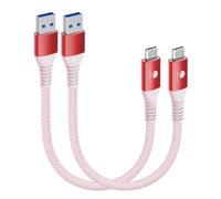 CONMDEX Cavo USB C corto 50cm/0.5m 2Pack 10Gbps Dati USB3.1 Gen2 Tipo C Cavo Android Auto QC3.0 3.1A USB da A a C Caricatore rapido per Samsung Note20 Galaxy S23/S22/S21 Z Flip5 Pixel 8-Rosso