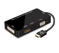 ConnBull Adattatore HDMI a VGA DVI HDMI supporta 480P 720P 1080P HD con convertitore video multiporta audio, nero