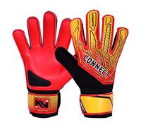 CONNECT Guanti da portiere con dita in lattice sulla colonna vertebrale e palmo super aderenti, guanti da portiere da calcio per ragazzi, bambini, bambini, ragazzi (rosso, 6)
