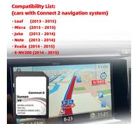 Connect2 V6 Scheda SD da utilizzare per Nissan Leaf Juke Note Navigazione per auto Copertura GPS Dettagli Europa Paese Strada