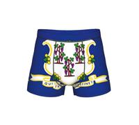 Connecticut State Flag Print Uomo Classico Boxer Slip Stretch Biancheria Intima, Nero , XL