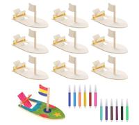 CONNECTION 10 Pezzi Kit Barca A Vela In Legno Fai-Da-Te Barca Dipinta Fai Da Te Per Bambini Barche Giocattolo Incompiuto Con 12 Penna Ad Acquerello Per Feste Di Compleanno Festa Regali L'Istruzione