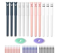 CONNECTION Set di Penne Cancellabili 12 Pezzi Penna Cancellabile A Forma Animale 0.5mm Cute Cartoon Penne Gel Cancellabili con 30 Ricariche e 2 Gomme per Studenti,Scuola,Ufficio (Multicolore)
