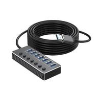 Connessione stabile Hub USB Alluminio 7Port Interruttori individuali Indicatori LED e Velocità veloce USB3.0 2.0 per interruttori di trasferimento dati Hub USB
