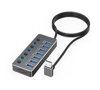 Connessione stabile Hub USB Alluminio 7Port Interruttori individuali Indicatori LED e Velocità veloce USB3.0 2.0 per interruttori di trasferimento dati Hub USB