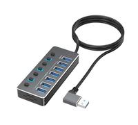 Connessione stabile Hub USB Alluminio 7Port Interruttori individuali Indicatori LED e Velocità veloce USB3.0 2.0 per interruttori di trasferimento dati Hub USB
