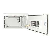 Connetto armadio rack CO190960IP per reti da esterno classe protezione IP55 con ventole filtrate in acciaio galvanizzato SGCC colore grigio chiaro dimensioni 60x60x46,7 cm capacità 9 unità