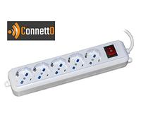 Connetto MULTIPRESA 5 Prese UNIVERSALI ITA/SCHUKO 10/16 A - Spina 16 A con Interruttore Cavo MT 3
