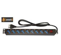 Connetto MULTIPRESA da Rack 19" 9 Prese UNIVERSALI con Interruttore Spina Italiana 16A