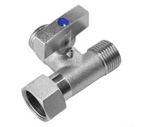 Connettore a 3 vie per ramificazione di approvvigionamento idrico per mobili da cucina e bagno con corpo in ottone e integrazione valvola (sinistra)