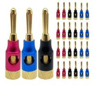 Connettore a banana placcato oro in rame puro da 4 mm in metallo for cavo for altoparlante audio video spina a banana impilabile laterale senza saldatura(4Pcs (2Pairs))
