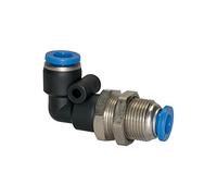 Connettore a L Schott "serie blu", M16 x 1,0, per tubo esterno Ø 8 mm, pressione di lavoro max. 15 bar, plastica/ottone vert.