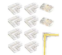 Connettore a nastro LED COB a 2 pin per 10 mm, connettore striscia LED per luci LED Srtip,diritti 2 pezzi centrali connettore Gapless + 8 connettori a L, prolunga connettore a nastro COB LED a 2 pin