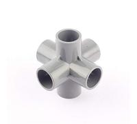 Connettore a sei vie in PVC | Irrigazione da giardino multicolore da 20-50 mm(Gray,32mm)