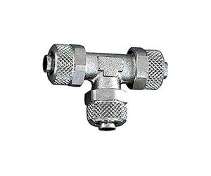 Connettore a T per tubo 12/10 mm, SW 17, pressione max. 18 bar, ottone nichelato