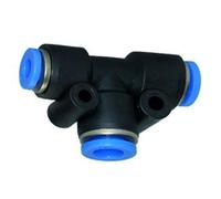 Connettore a T » serie blu», riduttivo, per tubo esterno Ø 2 X 6/1 X 4 mm, pressione max. 15 bar, plastica/MS vern.