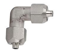 Connettore ad angolo per tubo 6/4 mm, SW1 12, SW2 10, range di pressione max. 25 bar, temperatura da -40 °C a 200 °C, in acciaio inox 1.4404.