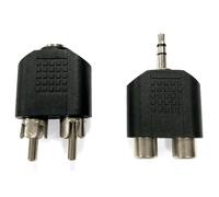 Connettore audio/video - connettore femmina da 3,5 mm a 2 x RCA maschio e 3,5 mm maschio a 2 x RCA femmina, nero, doppio canale, ideale per connessioni uditive e visive. * #*