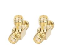 Connettore coassiale RF da 2 pezzi, adattatore a 3 vie, connettore T splitter SMA maschio a doppio jack femmina (2) in ottone placcato oro(SMA F to 2 F Female)